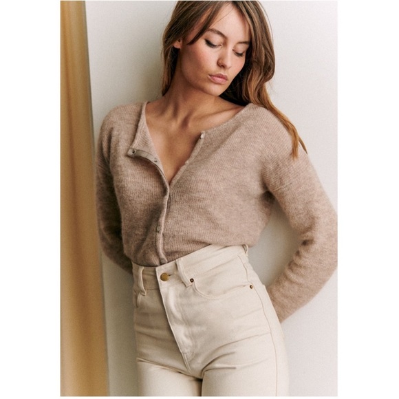 Sezane Gaspard Cardigan - Light Beige - Picture 2 of 11
